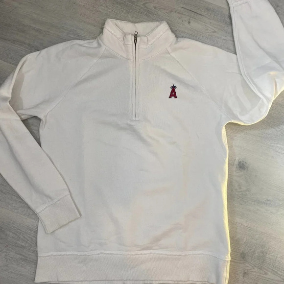 Vintage Baseball Anaheim ANGELS White 1/4 Zip Pullover Sweater Size M - Picture 16 of 16